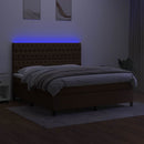 vidaXL barna szövet rugós és LED-es ágy matraccal 180 x 200 cm