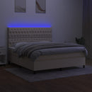 vidaXL krémszínű szövet rugós és LED-es ágy matraccal 180 x 200 cm