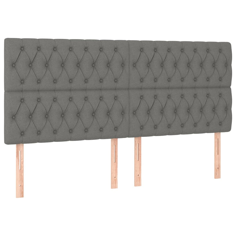 vidaXL sötétszürke szövet rugós és LED-es ágy matraccal 200x200 cm