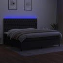 vidaXL fekete szövet rugós és LED-es ágy matraccal 200x200 cm