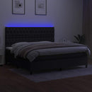 vidaXL fekete szövet rugós és LED-es ágy matraccal 200x200 cm