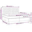 vidaXL fekete szövet rugós és LED-es ágy matraccal 200x200 cm