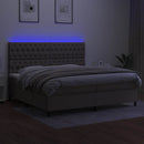vidaXL tópszínű szövet rugós és LED-es ágy matraccal 200 x 200 cm