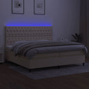 vidaXL krémszínű szövet rugós és LED-es ágy matraccal 200 x 200 cm
