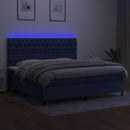 vidaXL kék szövet rugós és LED-es ágy matraccal 200 x 200 cm