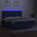 vidaXL kék szövet rugós és LED-es ágy matraccal 200 x 200 cm
