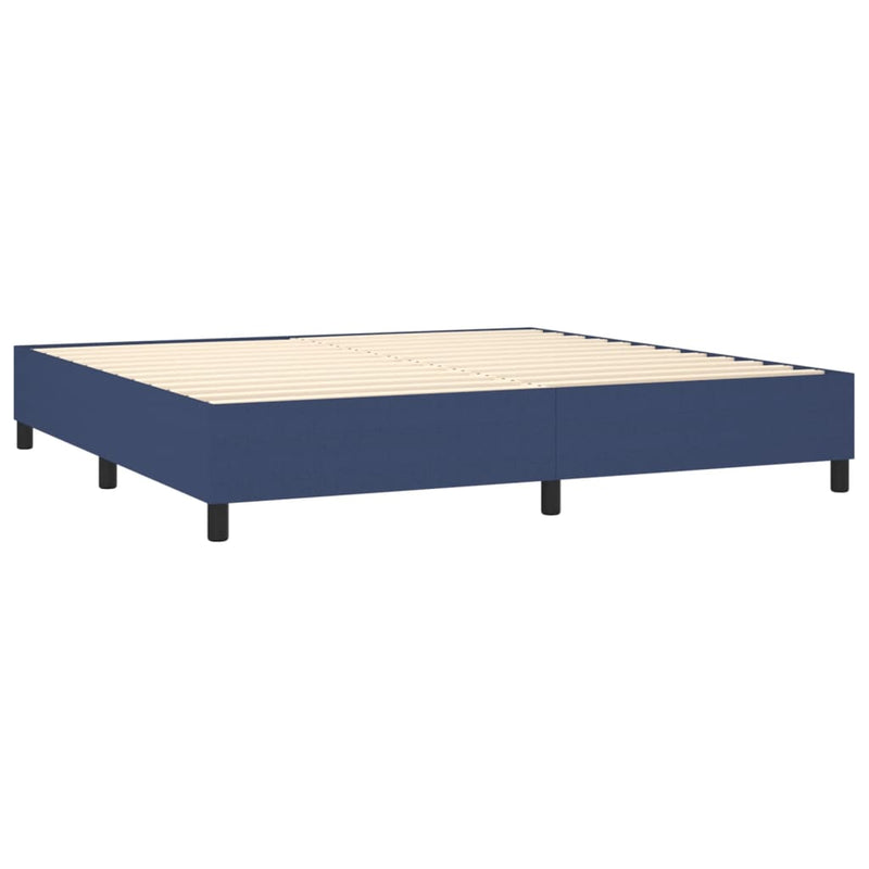 vidaXL kék szövet rugós és LED-es ágy matraccal 200 x 200 cm