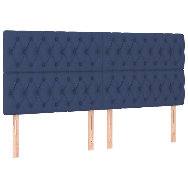 vidaXL kék szövet rugós és LED-es ágy matraccal 200 x 200 cm