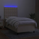 vidaXL krémszínű szövet rugós és LED-es ágy matraccal 80 x 200 cm