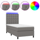 vidaXL sötétszürke szövet rugós és LED-es ágy matraccal 90x190 cm
