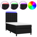 vidaXL fekete szövet rugós és LED-es ágy matraccal 90x190 cm