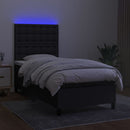 vidaXL fekete szövet rugós és LED-es ágy matraccal 90x190 cm