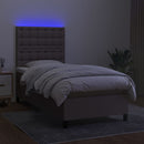 vidaXL tópszínű szövet rugós és LED-es ágy matraccal 90x190 cm