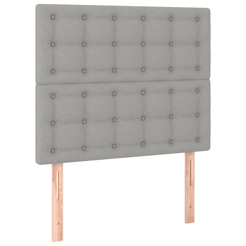 vidaXL világosszürke szövet rugós és LED-es ágy matraccal 90x200 cm