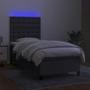 vidaXL sötétszürke szövet rugós és LED-es ágy matraccal 90x200 cm