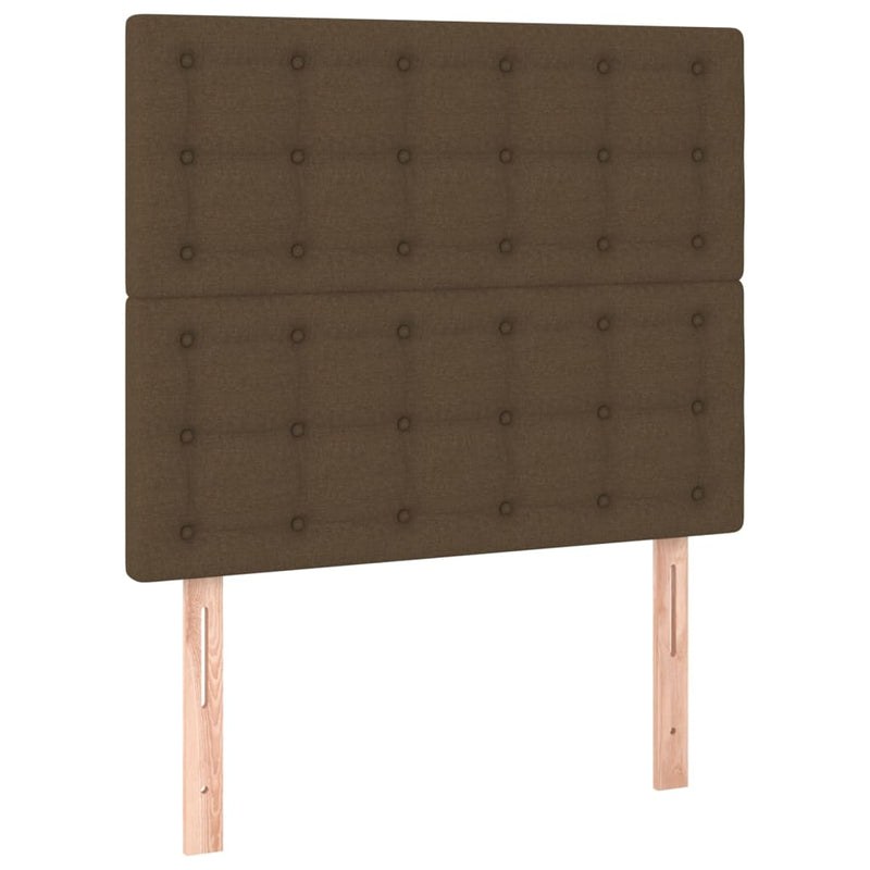 vidaXL barna szövet rugós és LED-es ágy matraccal 90x200 cm