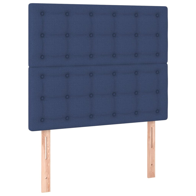vidaXL kék szövet rugós és LED-es ágy matraccal 90x200 cm