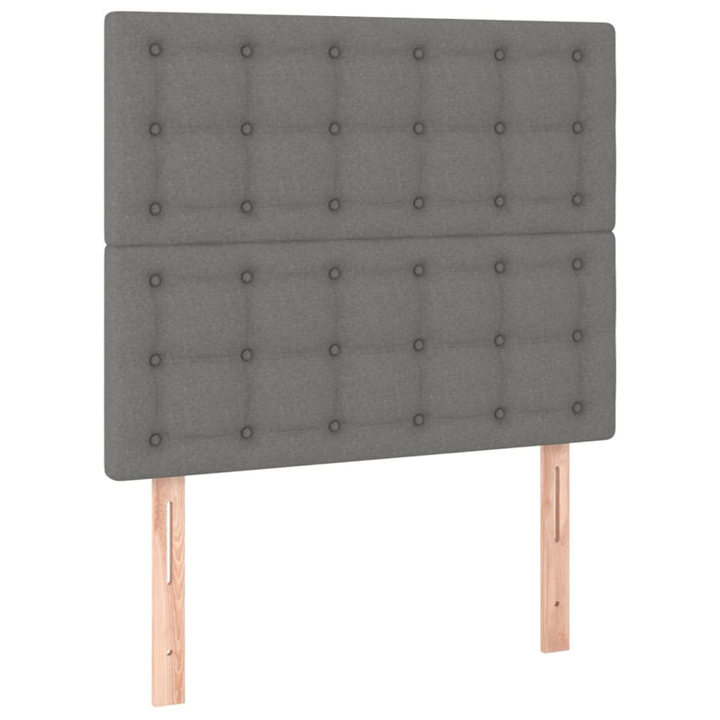 vidaXL sötétszürke szövet rugós és LED-es ágy matraccal 100x200 cm