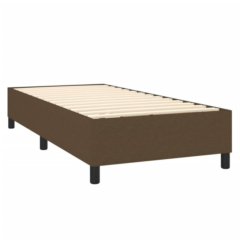 vidaXL barna szövet rugós és LED-es ágy matraccal 100x200 cm