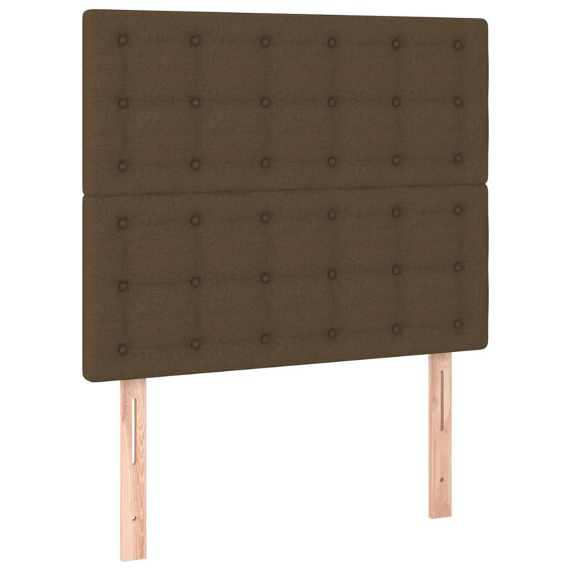 vidaXL barna szövet rugós és LED-es ágy matraccal 100x200 cm