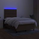 vidaXL barna szövet rugós és LED-es ágy matraccal 120 x 200 cm