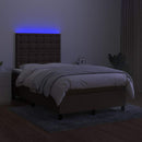 vidaXL barna szövet rugós és LED-es ágy matraccal 120 x 200 cm