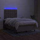 vidaXL tópszínű szövet rugós és LED-es ágy matraccal 120 x 200 cm