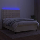 vidaXL krémszínű szövet rugós és LED-es ágy matraccal 140x190cm