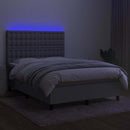 vidaXL világosszürke szövet rugós és LED-es ágy matraccal 140x200 cm