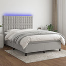 vidaXL világosszürke szövet rugós és LED-es ágy matraccal 140x200 cm