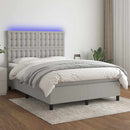 vidaXL világosszürke szövet rugós és LED-es ágy matraccal 140x200 cm
