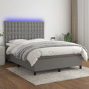 vidaXL sötétszürke szövet rugós és LED-es ágy matraccal 140x200 cm