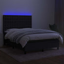 vidaXL fekete szövet rugós és LED-es ágy matraccal 140x200 cm