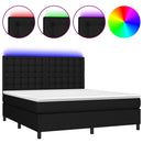 vidaXL fekete szövet rugós és LED-es ágy matraccal 160x200 cm