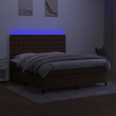 vidaXL barna szövet rugós és LED-es ágy matraccal 160x200 cm