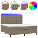 vidaXL tópszínű szövet rugós és LED-es ágy matraccal 160x200 cm