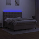 vidaXL tópszínű szövet rugós és LED-es ágy matraccal 160x200 cm