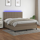 vidaXL tópszínű szövet rugós és LED-es ágy matraccal 160x200 cm
