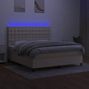 vidaXL krémszínű szövet rugós és LED-es ágy matraccal 160x200 cm