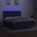 vidaXL kék szövet rugós és LED-es ágy matraccal 160x200 cm