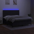 vidaXL fekete szövet rugós és LED-es ágy matraccal 180 x 200 cm