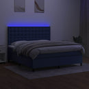 vidaXL kék szövet rugós és LED-es ágy matraccal 180 x 200 cm