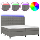 vidaXL sötétszürke szövet rugós és LED-es ágy matraccal 200x200 cm