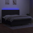 vidaXL fekete szövet rugós és LED-es ágy matraccal 200x200 cm