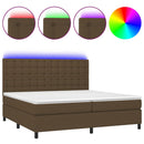 vidaXL barna szövet rugós és LED-es ágy matraccal 200x200 cm