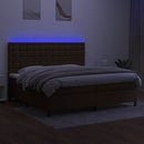vidaXL barna szövet rugós és LED-es ágy matraccal 200x200 cm