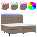 vidaXL tópszínű szövet rugós és LED-es ágy matraccal 200 x 200 cm