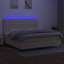 vidaXL krémszínű szövet rugós és LED-es ágy matraccal 200 x 200 cm