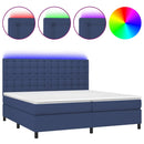 vidaXL kék szövet rugós és LED-es ágy matraccal 200 x 200 cm