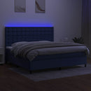 vidaXL kék szövet rugós és LED-es ágy matraccal 200 x 200 cm